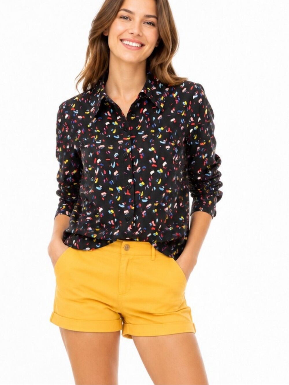 Cabi Ferris multi-color button down blouse 3423